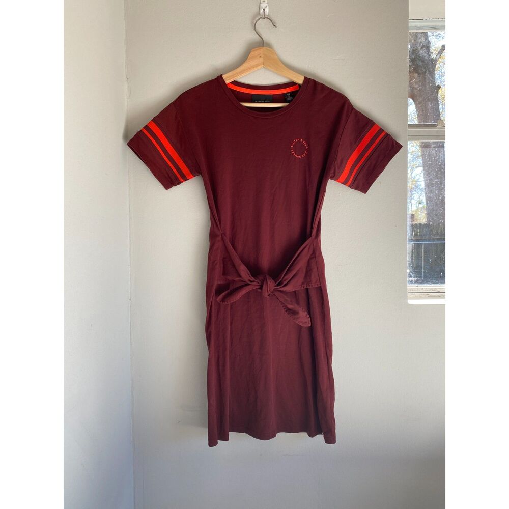 SCOTCH & SODA Women's Short Sleeve Dress with Tie Front and Striped Sleeves